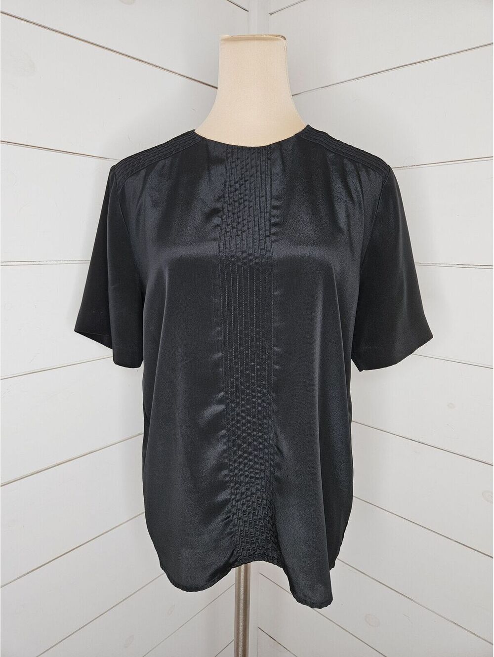 Vintage Martinique medium black pleated blouse